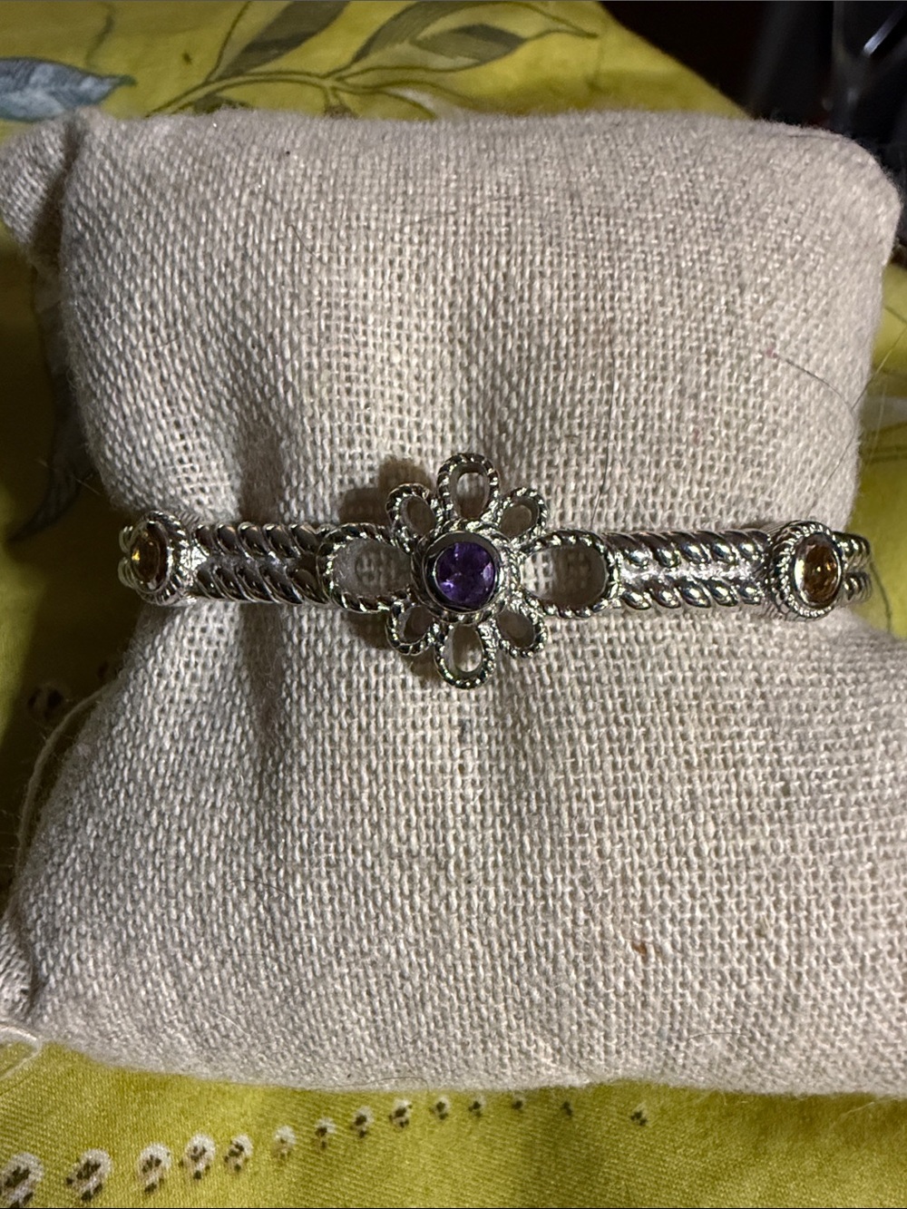 Sterling silver Judith Ripka bracelet with amethyst and citrine